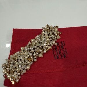 Carolina Herrera Gold and Pearl Bracelet